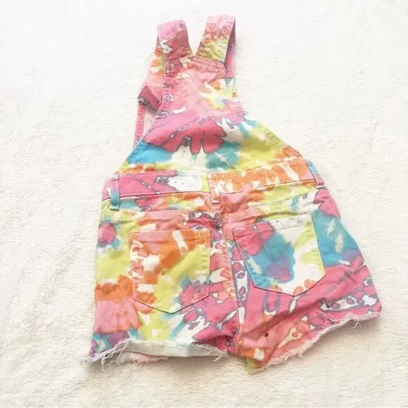Children’s Place Tie Dye overalls sz 4 Girl's Coverall Pink Tie Dye Shorts - Picture 6 of 7